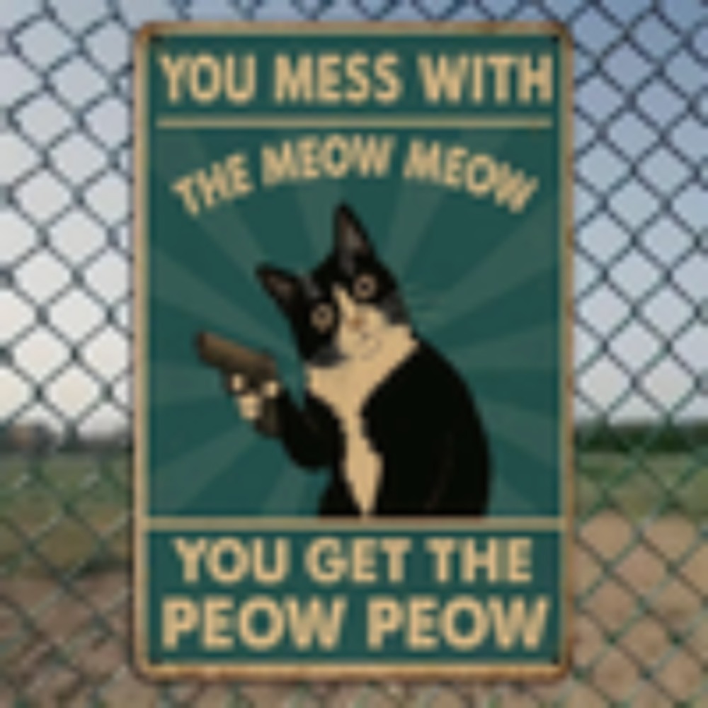 Home Bathroom Wall Art - CIFBUY Vintage Funny Cat Aluminum Wall