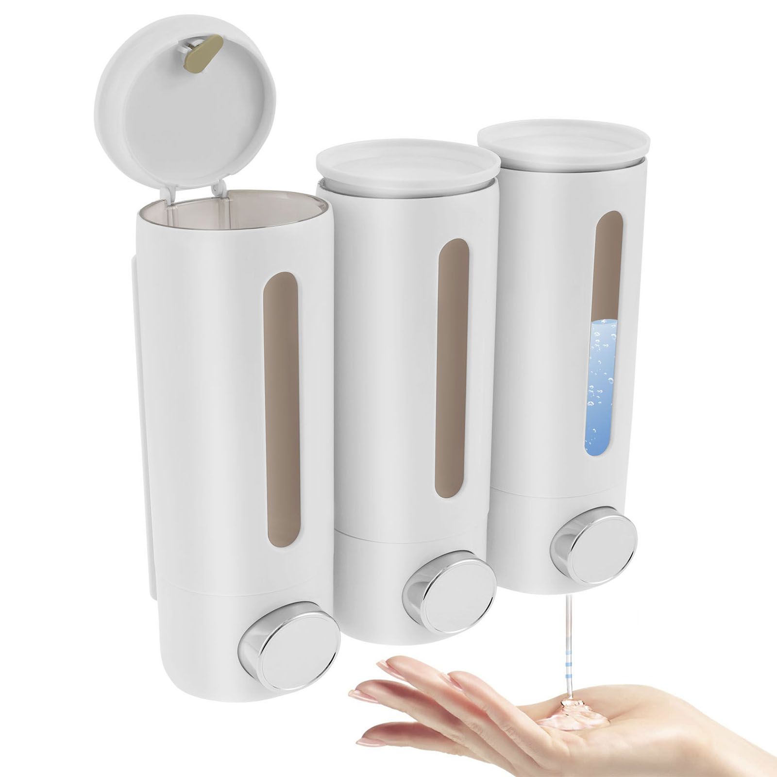 Home Bathroom Wall Soap Dispenser - 1.5L 3 Heads Manual Soap Dispenser