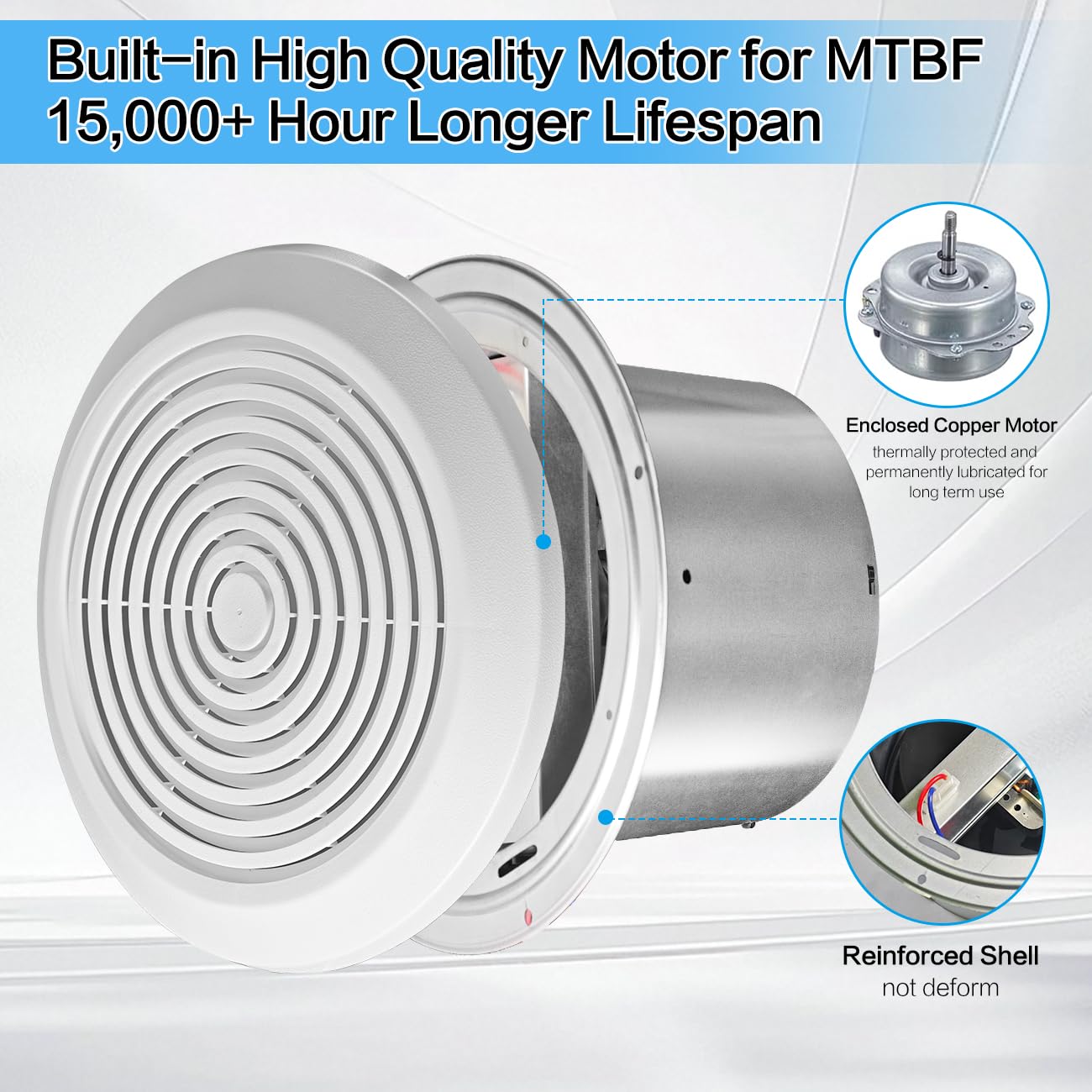 Home Bathroom Vent Fans - V2262-50 7 Inch Bathroom Exhaust Fan,