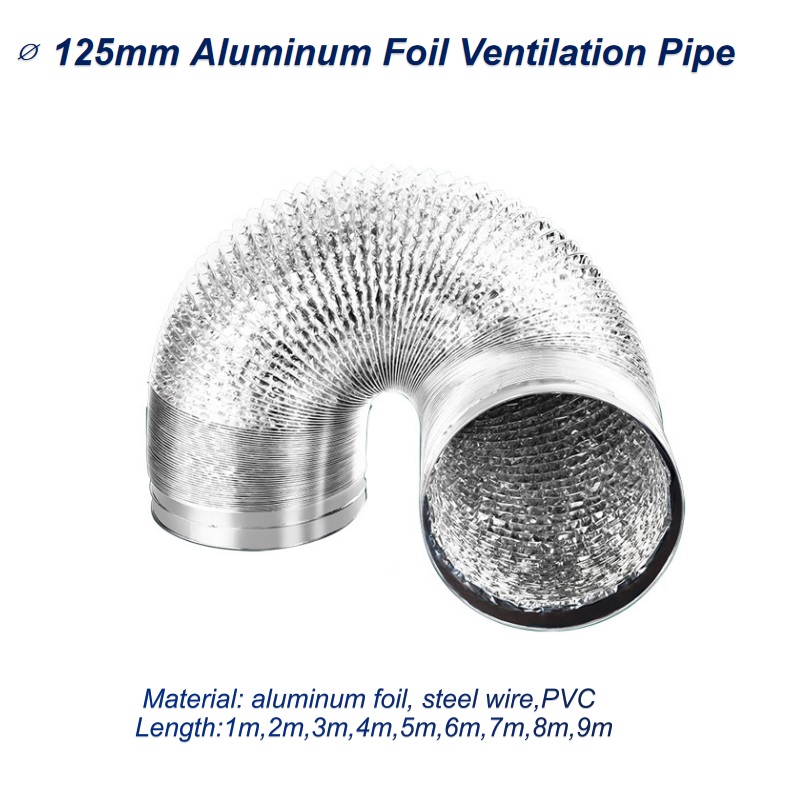 Home Bathroom Ventilation - ∅125mm Aluminum Foil Ventilation Pipe Scalable