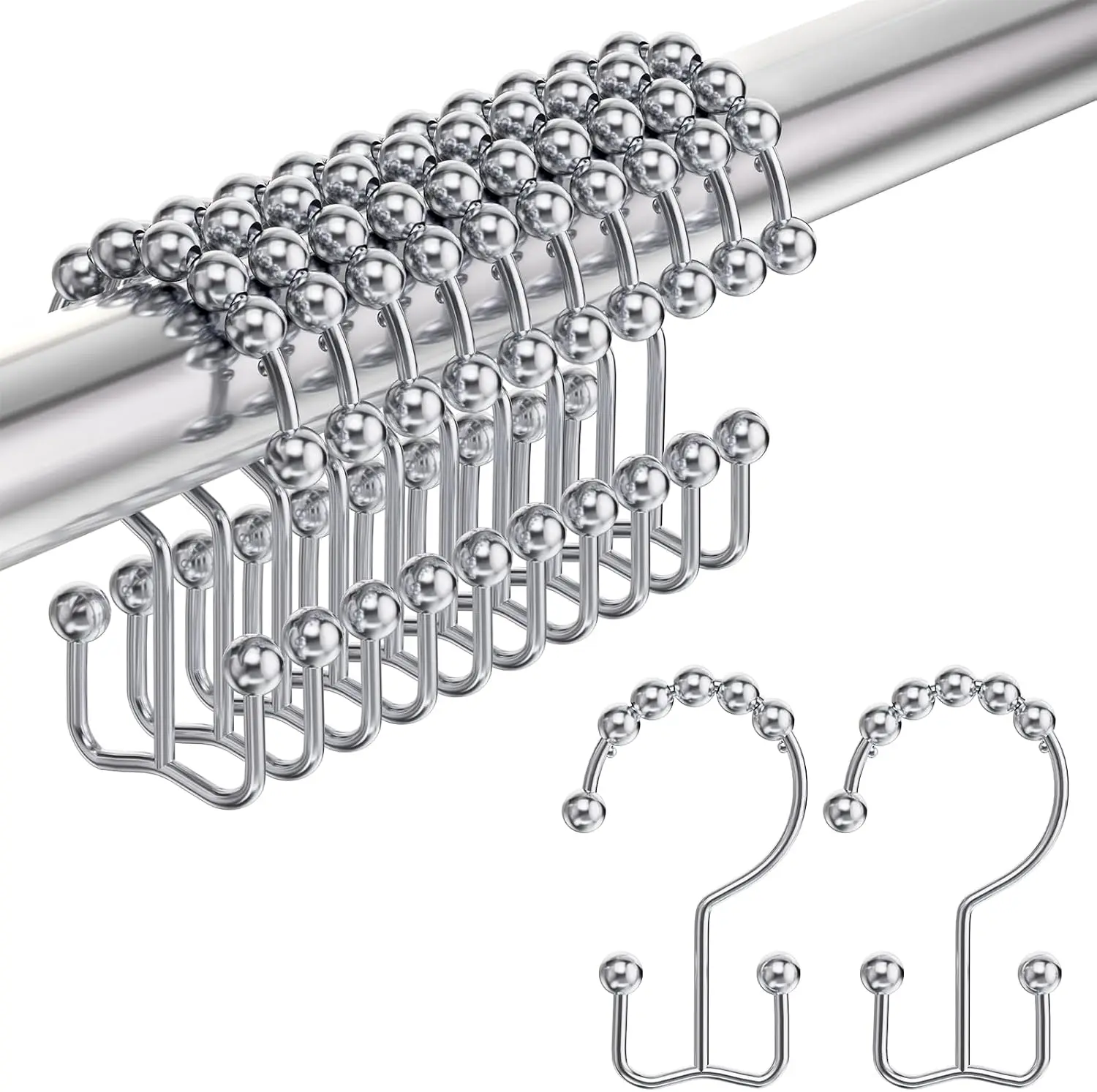 Shower Curtain Liner - Shower Curtain Hooks Rings, Rust-Resistant Stainless