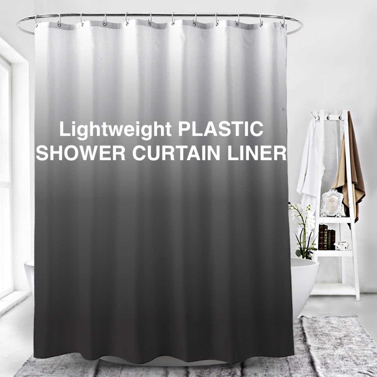 Shower Curtain Liner - 1Pc Gray Gradient Shower Curtain with