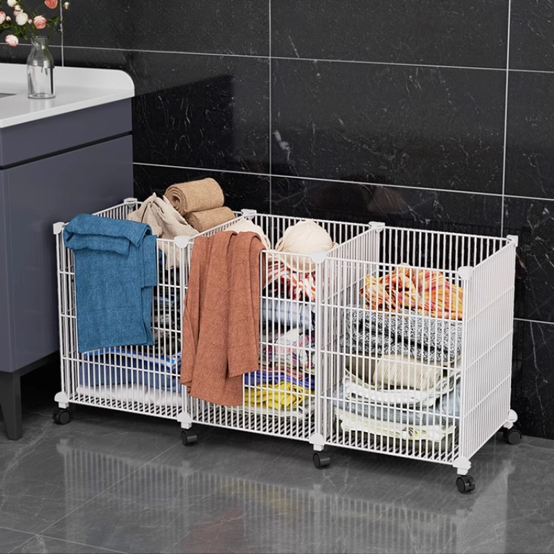 Home Bathroom Ventilation - ‌Reinforced Iron Rolling Laundry Basket: Thick
