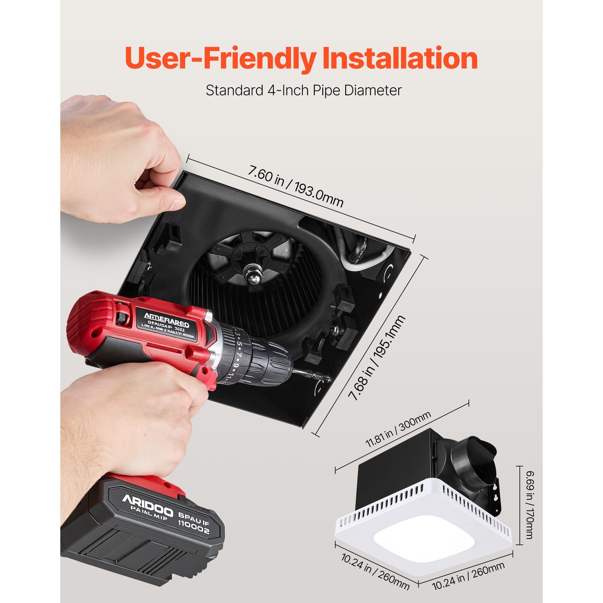 Bathroom Exhaust Fan with LED  - Home Bathroom Vent Fans ulasan dan harga