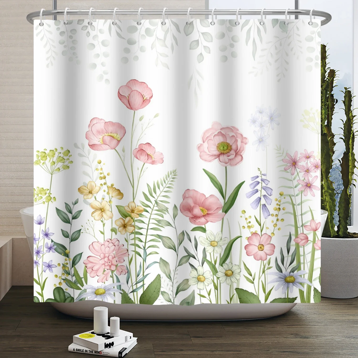 Watercolor Eucalyptus Leaf Sho - Shower Curtain Liner ulasan dan harga