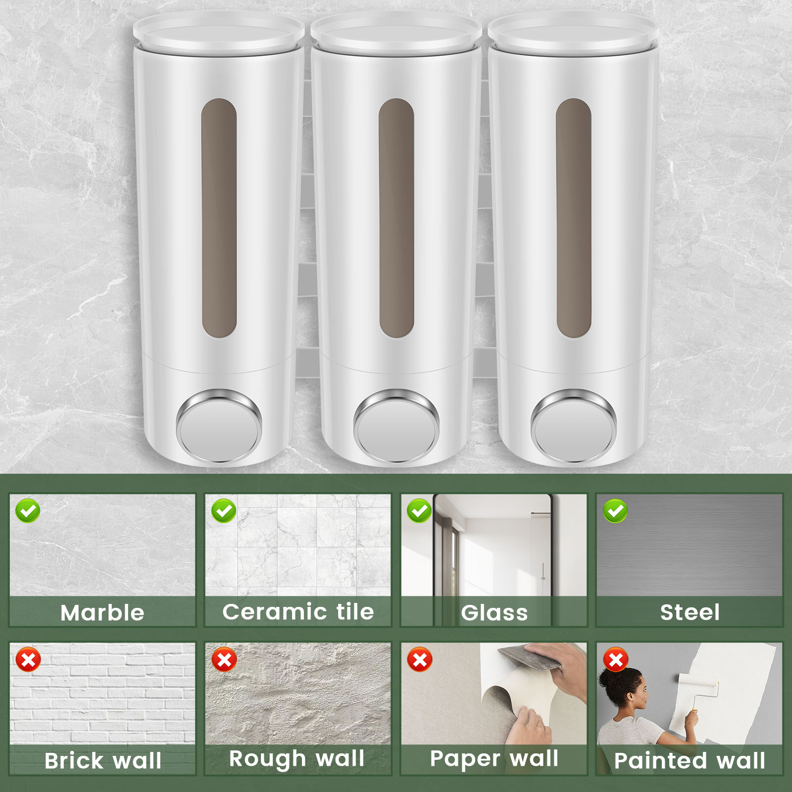 1.5L 3 Heads Manual Soap Dispe - Home Bathroom Wall Soap Dispenser ulasan dan harga