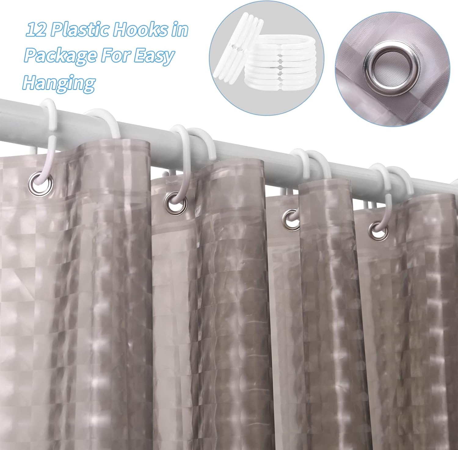 1Pc Gray Crystal Shower Curtai - Shower Curtain Liner ulasan dan harga