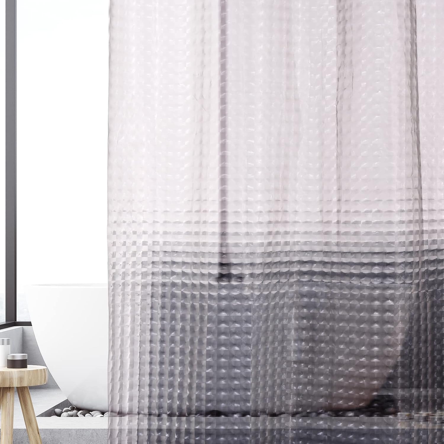 1Pc Gray Crystal Shower Curtai - Shower Curtain Liner ulasan dan harga