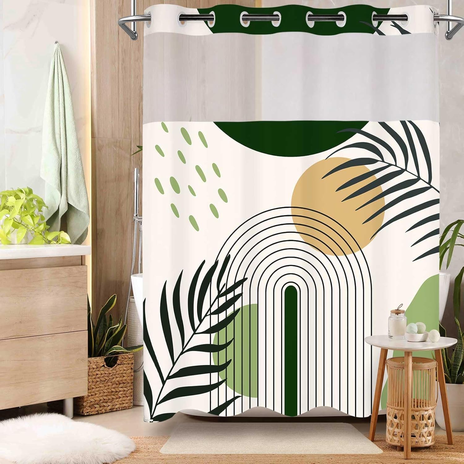 No Hook Shower Curtain with Sn - Shower Curtain Liner ulasan dan harga