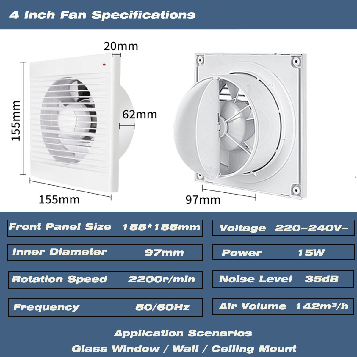 4 Inch Silent Window Mount Exh - Home Bathroom Ventilation ulasan dan harga