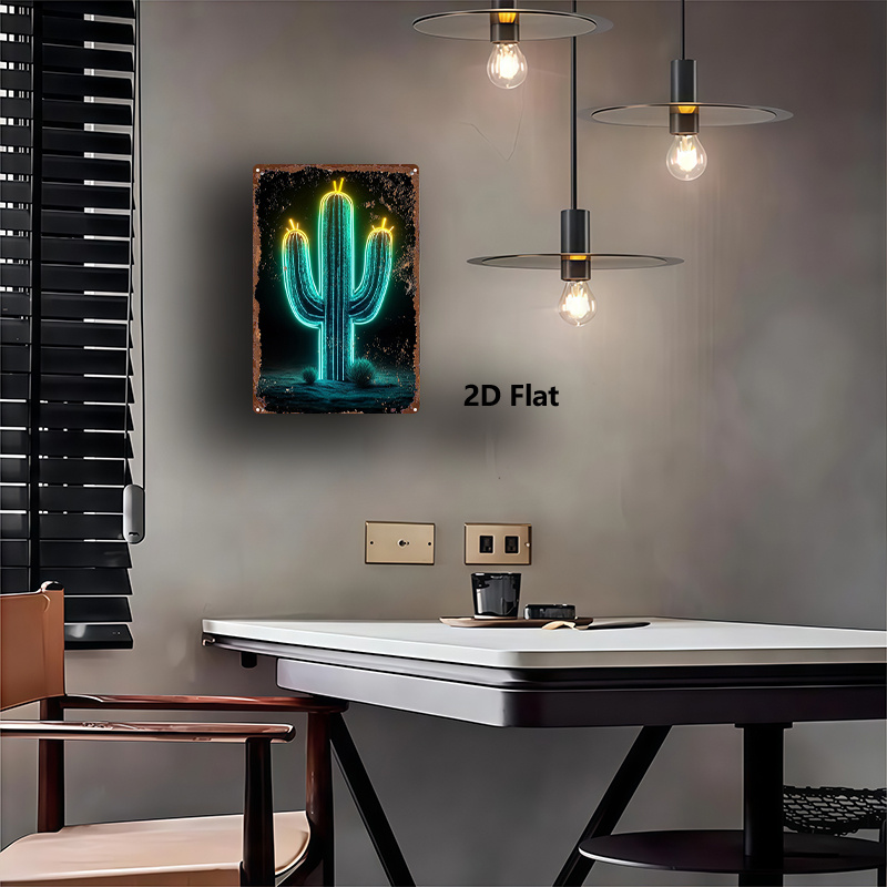Vintage Neon Desert Cactus Alu - Home Bathroom Wall Art ulasan dan harga