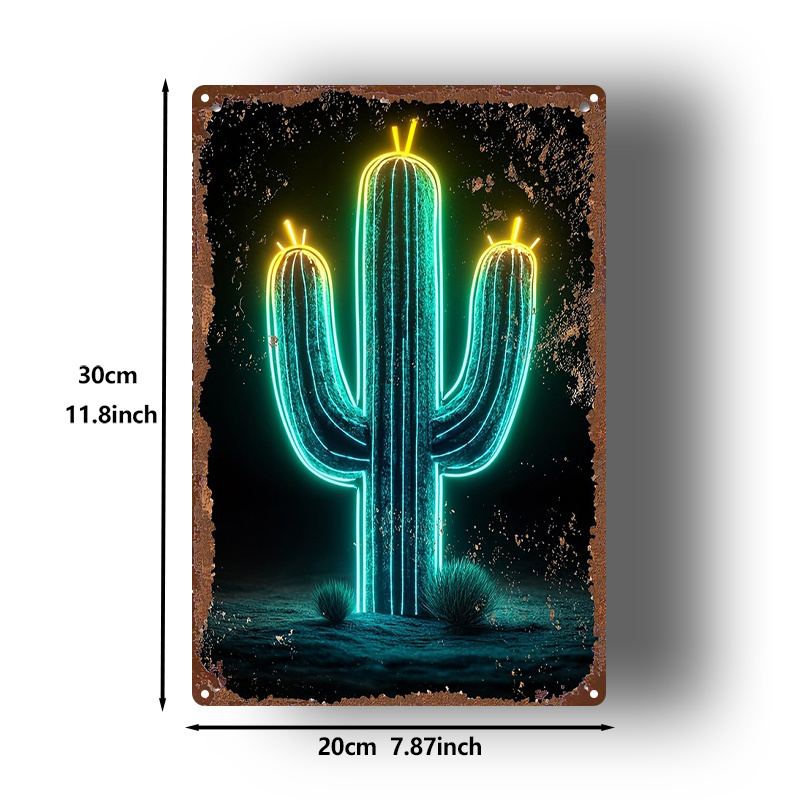 Vintage Neon Desert Cactus Alu - Home Bathroom Wall Art ulasan dan harga