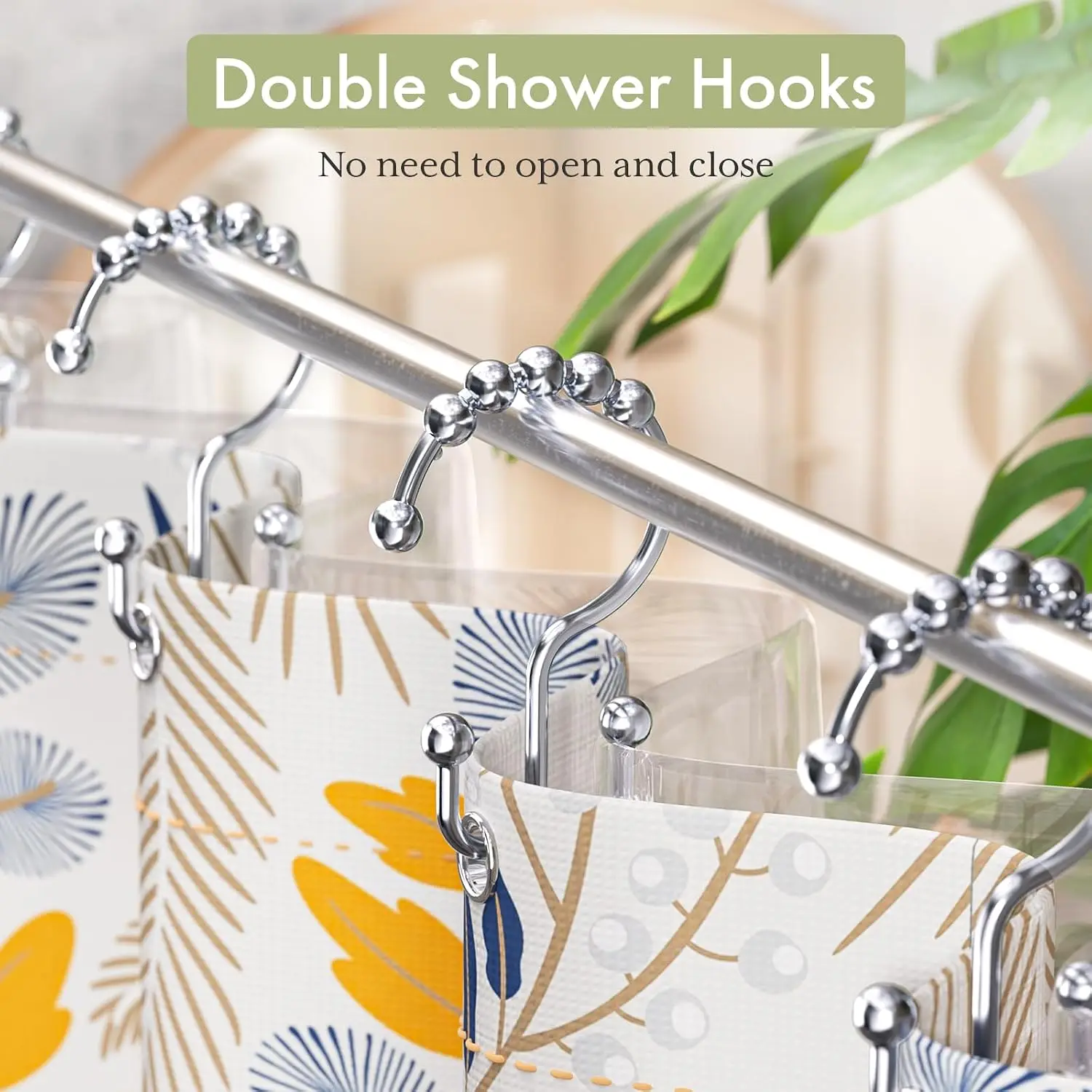 Shower Curtain Hooks Rings, Ru - Shower Curtain Liner ulasan dan harga