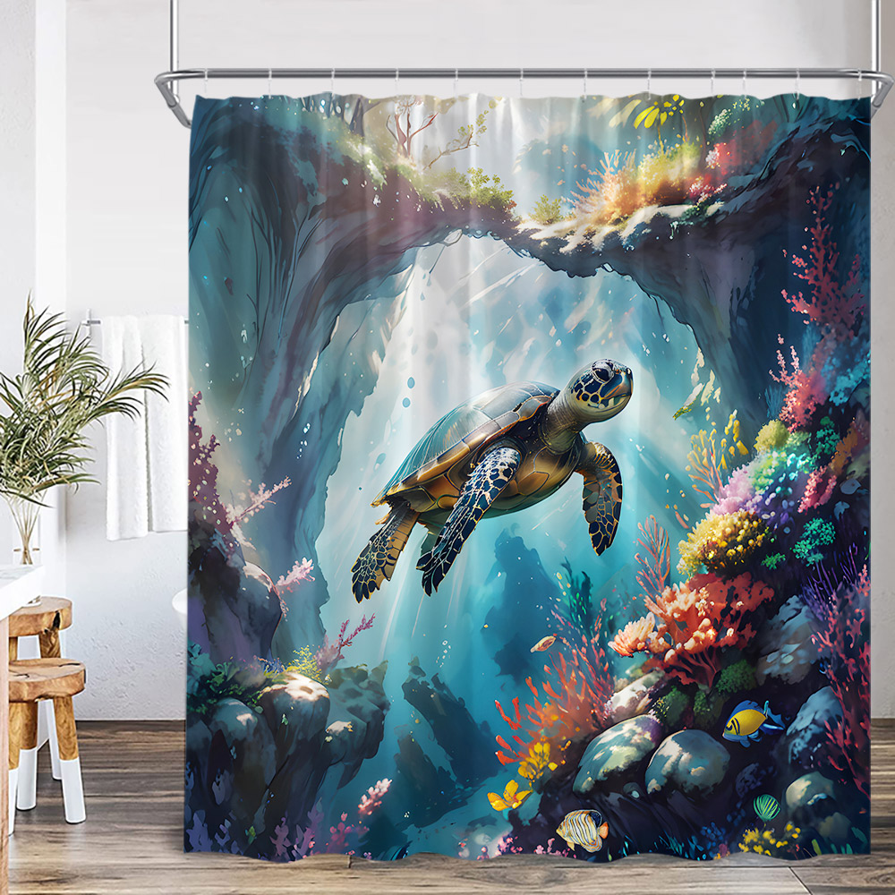 Sea Animals Shower Curtain 3D  - Shower Curtain Liner ulasan dan harga