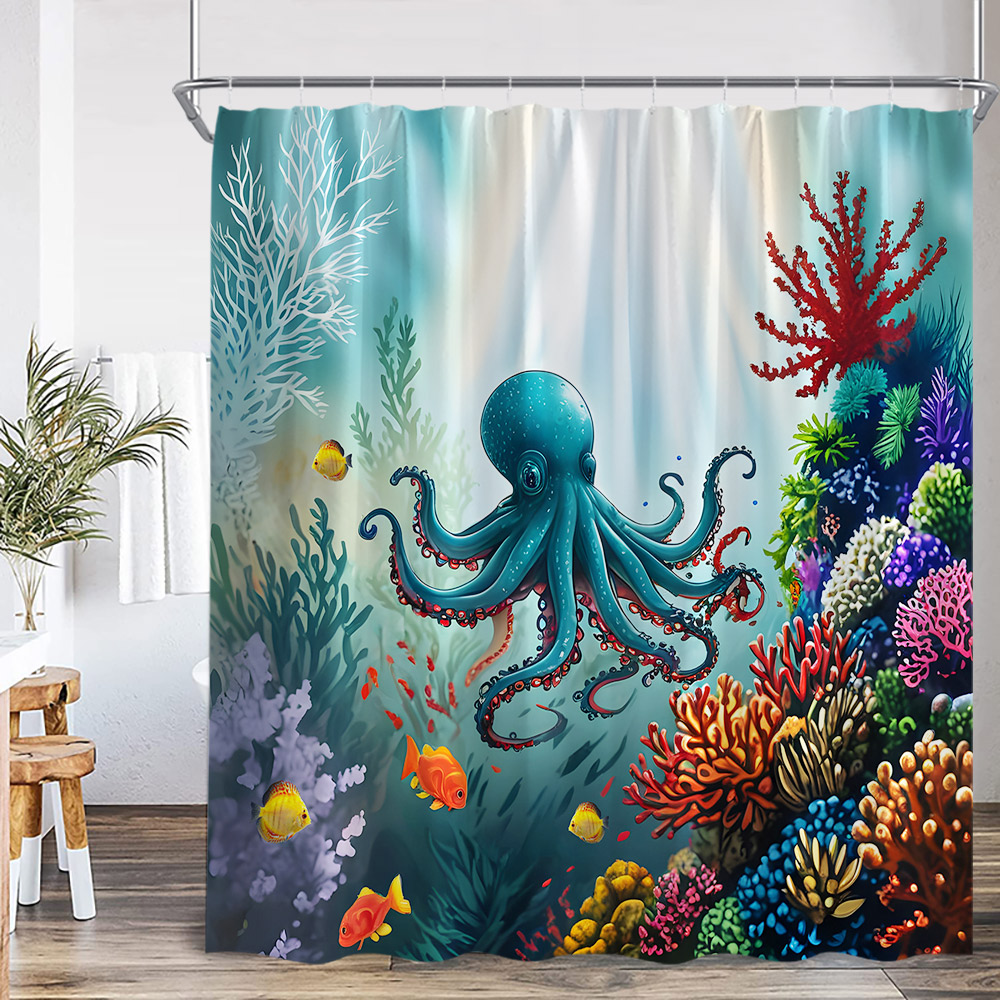 Sea Animals Shower Curtain 3D  - Shower Curtain Liner ulasan dan harga