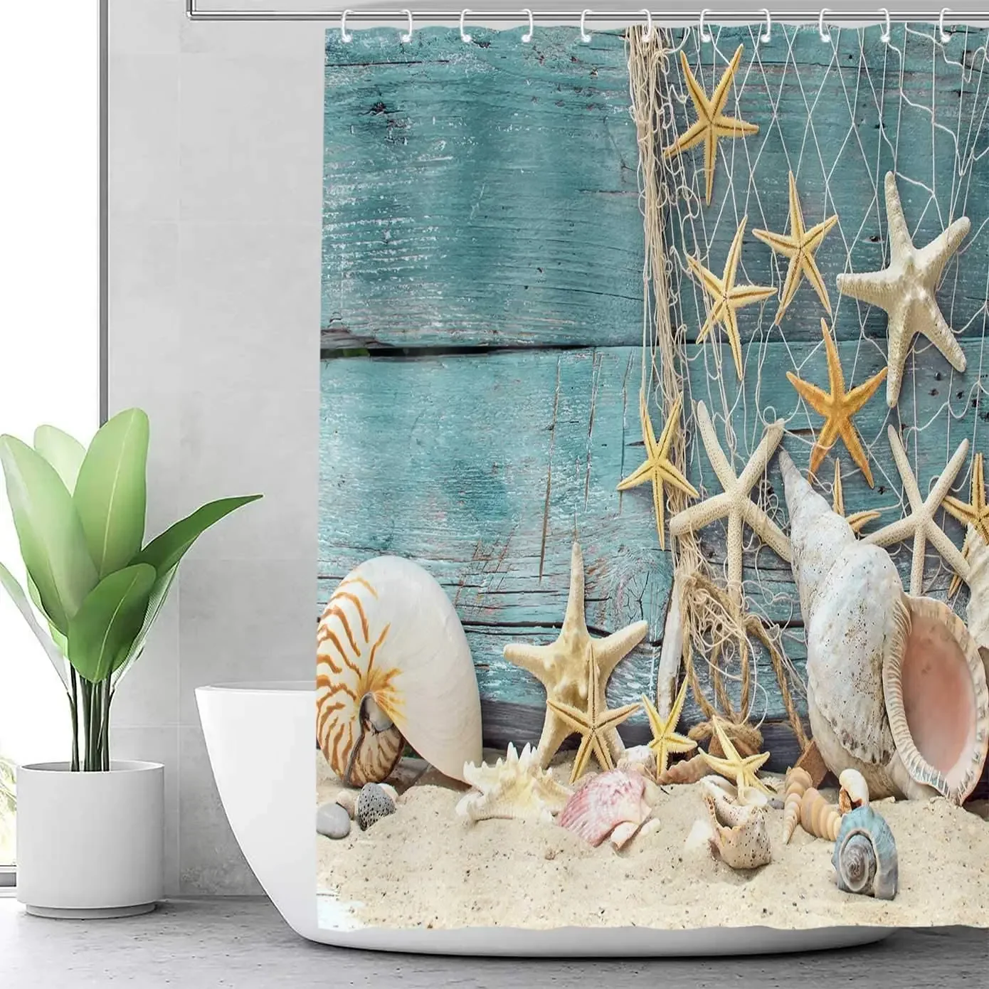 Seashell Shower Curtain Summer - Shower Curtain Liner ulasan dan harga