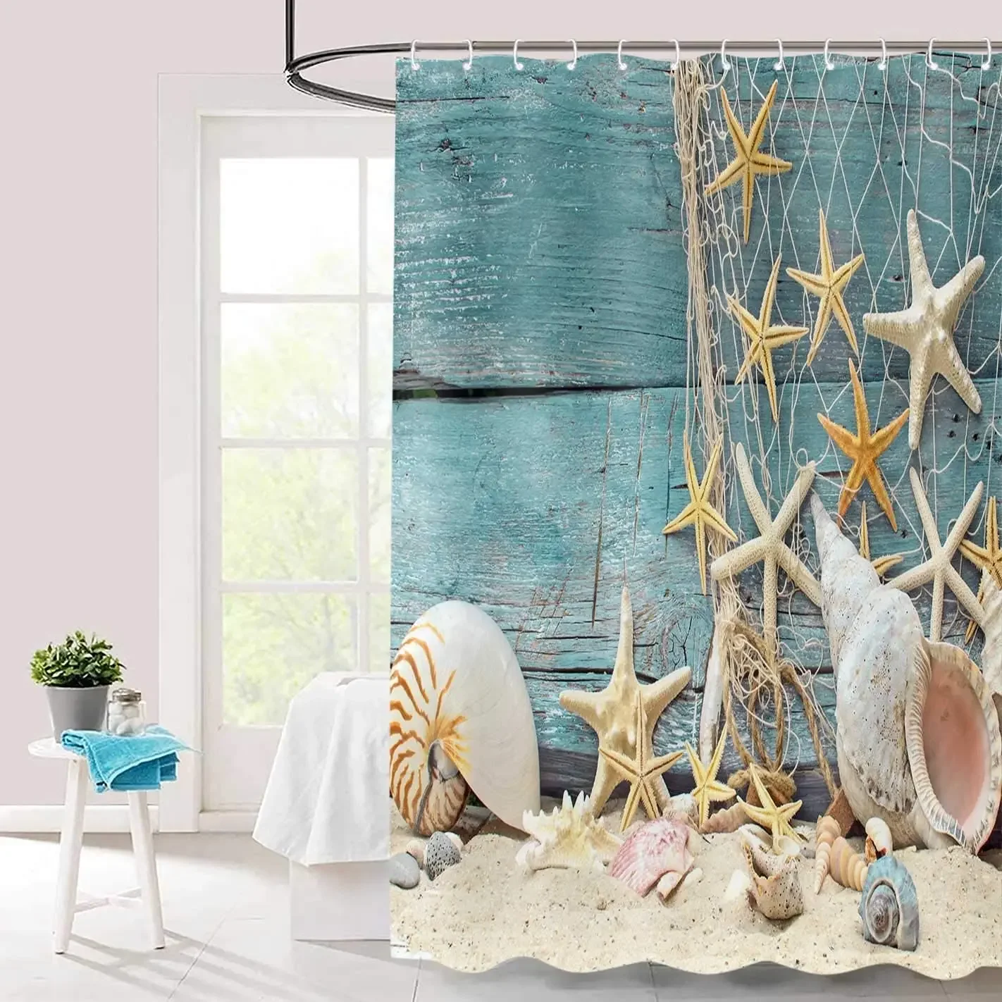 Seashell Shower Curtain Summer - Shower Curtain Liner ulasan dan harga
