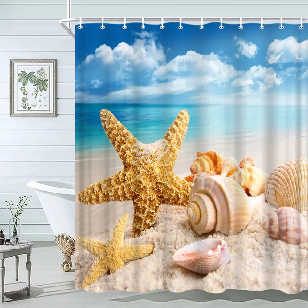 Seashell Shower Curtain Summer - Shower Curtain Liner ulasan dan harga