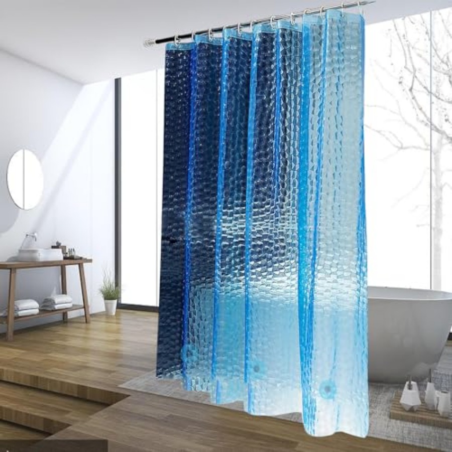 Blue Shower Curtain Liner, 100 - Shower Curtain Liner ulasan dan harga