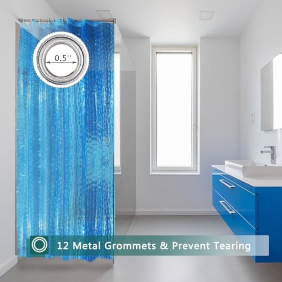 Blue Shower Curtain Liner, 100 - Shower Curtain Liner ulasan dan harga